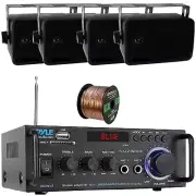 Pyle PDA29BU.6 Bluetooth Compact Amplifier Receiver, 4x 3.5'' 200W Max Speakers