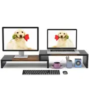 Dual Monitor Stand - Riser 2 Shelf Computer with Adjustable Length and Angle ...