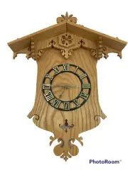 Cuckoo Inspired Wood Clock Intricate Wood Details Brass/Iron Face 12x12x3” 3/8”