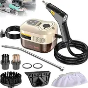 Steam Cleaner for Sofa Home, 1500W Hand Held Steam Cleaner with Handle Controllable Switch/Digital Display, 4 Brush Heads 6-Speed Adjustable and 1.2L Tank for Kitchen Car Furniture Tile Off White