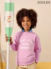 Joules Kids Sundaze Purple Crew Neck Slogan Sweatshirt (E55174) | $37 - $42