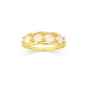 9ct Gold White Opal And Diamond Band in White
