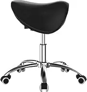 Saddle Stool,PU Leather Saddle Chair,Ergonomic Stool with Wheels,Adjustable Height and Loading Capacity 132ibs for Office Salon Shop