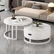 Tea Table Modern Round Low Coffee Table Modern Coffee Table Nesting Coffee Table Set Round Coffee Table Set of 2, Circle Coffee Tables for Living Room,70cm,B