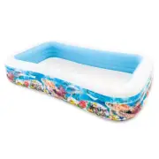 Intex 305x183cm Outdoor Inflatable Kids/Family Swim Center Rectangular Pool 6y+