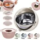 Rotatable Mixing Bowl Set Double-Layer Salad Spinner Pasta Rice Strainer