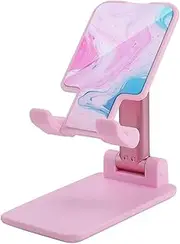 BWQMNT Cell Phone Stand for Desk Portable Phone Holder Adjustable Foldable Colorful Marble Pastel Blue Purple Cellphone Stand Compatible with All Phones
