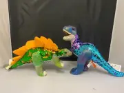 Wild Republic Stegosaurus T-Rex Dinosaur Pair Stuffed Animal Plush 13"