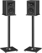 [MOUNTUP] Universal Speaker Stands Pair for Surround Sound, 31" Height Floor Speaker Stand, Holds Bookshelf Speaker Satellite Speaker Large Speakers, Up to 22LBS Cable Concealing 9.8" Plate Black