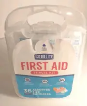 Coralite First Aid Travel Kit 36 Assorted Size Bandages Latex Free