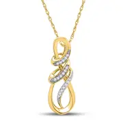 10k Yellow Gold Round Diamond Infinity Anniversary Love Pendant 1/10 Cttw