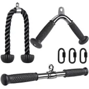 Kipika Cable Machine Attachments Set - Rotating Bar, Tricep Rope & V-Bar for Gym