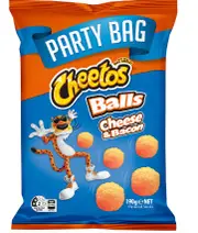 2 x Cheetos Cheese and Bacon Balls Puffs Chips Snacks Pack Party Bag 190g