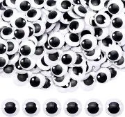 150Pcs 1 Inch Plastic Wiggle Googly Eyes Self-Adhesive Black round Sticker Eyes