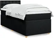 vidaXL Box Spring Bed - Fabric King Single - Mattress Included - LED Lights - Black