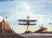 Air Circus Daredevil Biplane Airplane Aviation Waco Stearman LaSalle Art Souders