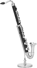 Miniature Bass Saxophone Black Copper Decoration Ornaments, Xmas Present Mini Musical Instrument For Appreciate Its Exquisite Craftsmanship