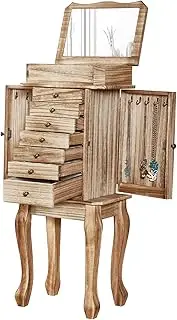 Emfogo Standing Jewelry Armoire, 7 Drawers & 2 Side Doors Jewelry Amoire Cabinet Standing with Top Flip Makeup Mirror, Jewelry Chest Jewelry Boxes