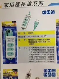 在飛比找Yahoo!奇摩拍賣優惠-《小謝電料2館》自取 家用 延長線 3插座 18尺 另有 9