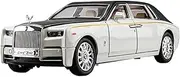 Die-cast 1:24 for Rolls Royce Phantom Alloy Model Car Metal Diecast Music Light Pull Back Vehicles Models Ornaments Present Miniature Vehicle(Black White)