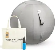 Backerz® Sitting Ball 75 cm - Ergonomic Seating Furniture for Office and Home Office - Durable Fabric, Gymnastics Ball - Fitness Ball, Ball Chair with Ball Pad - Washable Linen Cover - Light Grey