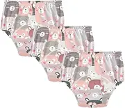 Baby Boys Potty Training Undies Reusable Nighttime Potty Training Pants Breathable Underwear for Toddler Boys 3T Vintage Cute Lovely Teddy Bear Cartoon Seamless Pattern Pastel and Romantic