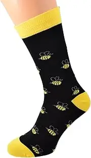 [Generic] Bee Design Black and Yellow Woven Mens Socks UK 5-12, Black, 5-12