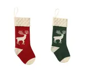 C08 2PCS 46CM Christmas Socks Woolen Elk Candy Bag Christmas Tree Gift Bag Ornaments Home Scene Layout Decoration