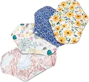 Healeved Bamboo Cotton Menstrual Pads 4 Reusable Sanitary Pads Large Wings Washable Absorbent Leak-proof for Travel
