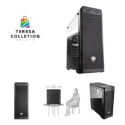 MX330-G MX330 Mid Tower Case with Full Tempered Glass Window and USB 3.0 , black