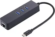 HAIMEI Networking Accessory Used for Computer USB-C/Type-C to 3 USB 3.0 Ports HUB + RJ45 High Speed Gigabit Ethernet Adapter Multi-Function LAN Adapter