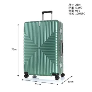 【Samsonite 新秀麗】28吋 Intersect 高質感PC鋁框TSA行李箱(多色可選)