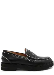 Stuart Weitzman Parker Lift Embellished Leather Loafers - Black - 41 (IT41 / UK8) 41 (IT41 / UK8)