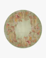 245' Round | Machine Washable Runner Rug | Kid & Pet Friendly | Indoor Rug | Sanderson Bird of Paradise Silver Fern Tufted Rug | Ruggable