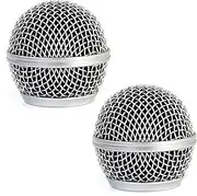 NaienCraft, Pack of 2 Silver Microphone Ball Head Mesh Replacement Grille Mesh Grill Mic for SM58 BETA58