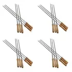 Kebab BBQ Stainless Steel Skewers with Wooden Handles Flat Reusable Metal7800