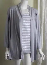 NWT Bob Mackie Sz 3X TWINSET Gray Chic Sequin Shell Tank Top Jacket