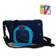 StylePro, Combo, iPad 10.2", 7th, 8th & 9th gen kids case + screen protector, with rotating stand & shoulder strap, blue.