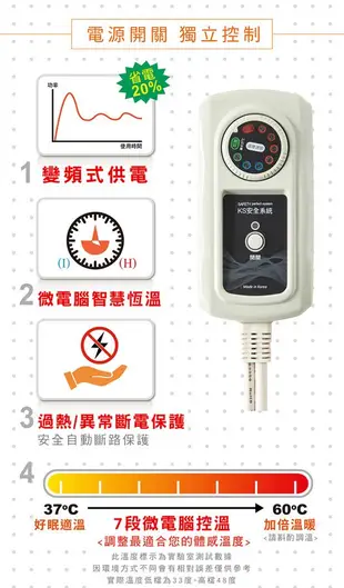 【韓國甲珍】變頻式恆溫電熱毯KR3800J/ (雙人)