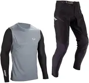 [Leatt] Unisex Adult Jersey + Trousers Combo Set (Jersey + Trousers) MTB Ride Kit 1.0-M-Titanium