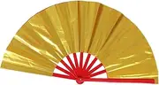 [BESPORTBLE] Dance Performance Fan Kung Fu Tai Chi Hand Fan Japanese Dance Fans Silk Party Fans Festival Hand Fans 8 Inches Red Gold