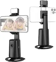 Auto Face Tracking Tripod Auto-Tracking Phone Holder Desktop Selfie Gimbal Stand 360°Rotatable 0.48ibs Load Face & Body Tracking Gesture Control with Fill Light & 1/4in Screw for Vlog