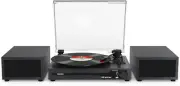 Wireless Vinyl Record Player with External Speakers and USB, Vintage Design