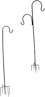 2Pcs Iron Hanging Hook Ground Inserted Shepherd Hook for Garden Sturdy Weather Resistant Design Easy to Install Rustic Style for Courtyards and Outdoor Decor
