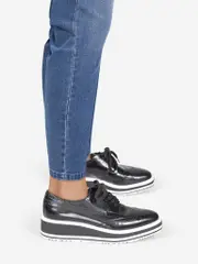 Black Platform Leather Brogues