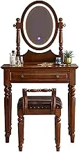 CUPKEE Vanity Makeup Table Set, Vintage Vanities & Vanity Benches with Mirror and Stool, Vanity Desk with 2 Storage Drawers, for Bedroom Decor and Gifts,76cm