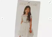 Jona Michelle Girl’s Flower DRESS (IVORY GOLD GLITTER 7)NWT