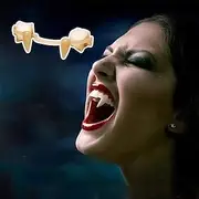 Halloween Retractable Vampire Fangs, Realistic Vampire Teeth for Cosplay, Zombie Costume Party Props for Adults Kids, Scary Dracula Dentures for Masquerade Ha