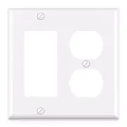 2-Gang 1-Decorator/GFCI Device 1-Duplex Receptacle Outlet Combination Wall Pl...