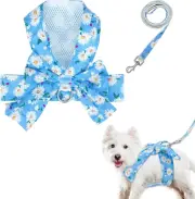 Dog Harness Vest Set for Small Girl Dogs with D-Ring Soft Comfortable Mesh Dog H